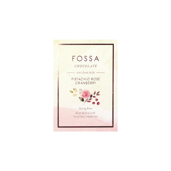 Fossa Chocolate Pistachio Rose Cranberry bar — artisan chocolate Australia S&L; Imports