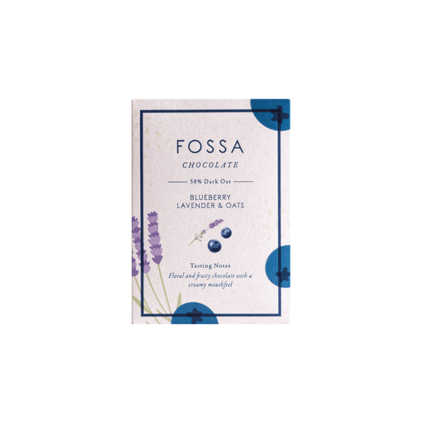 Fossa Chocolate Blueberry Lavender Dark Oat bar — bean-to-bar craft chocolate Australia