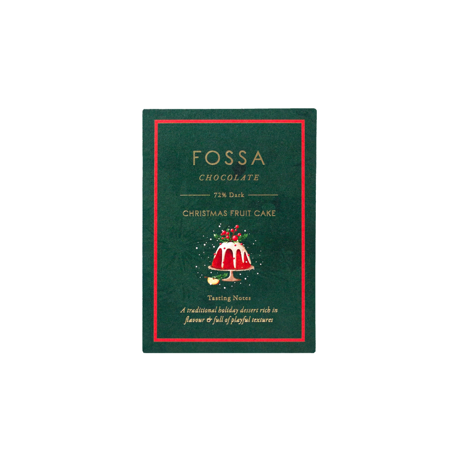 Fossa Chocolate Christmas Fruit Cake bar — limited release craft chocolate Australia