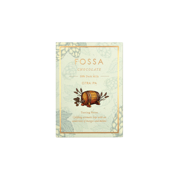 Fossa Chocolate Citra IPA bar — craft beer-inspired artisan chocolate, S&L; Imports